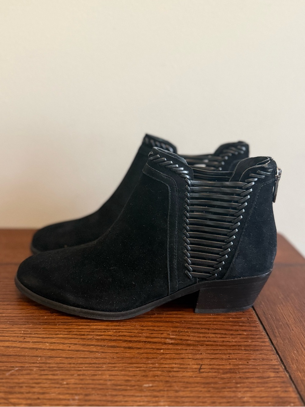 Vince Camuto Black Suede Ankle Boot with Braided Detail New 7